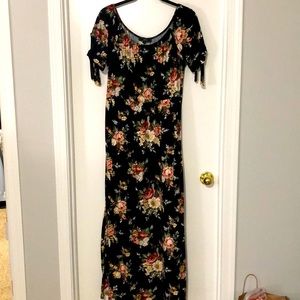 Long soft floral black dress
